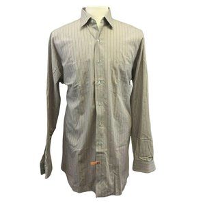CHRISTIAN ARMANI TAILOR SINGAPORE Mens Dress Shirt Big & Tall XL Beige Vertical
